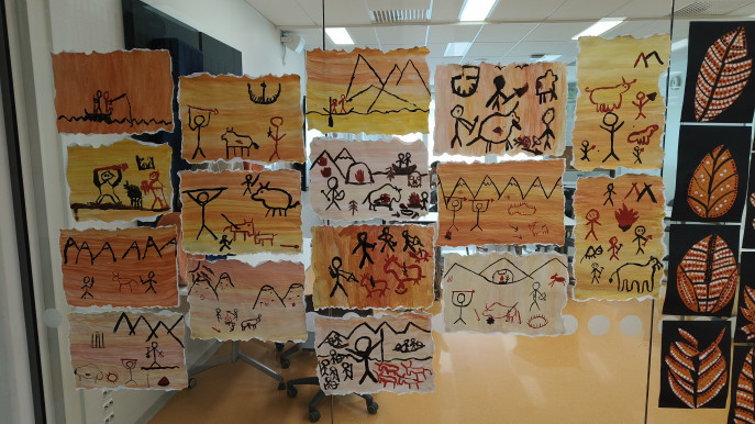 Viimeistelyjä 5-lk kalliomaalauksia.